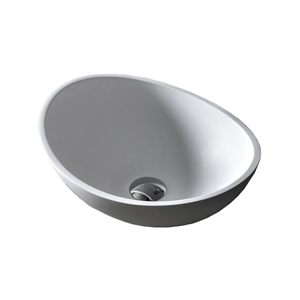 Lavabo-vasque ovale sur plan Fabiola d'Agua Canada 16 po en composite blanc mat