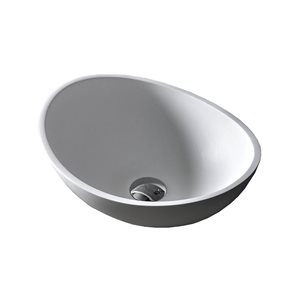 Lavabo-vasque ovale sur plan Fabiola d'Agua Canada 16 po en composite blanc mat