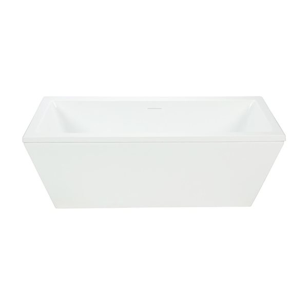 Agua Canada Bailey 60-in White Acrylic Freestanding Rectangular Bathtub w/ Overflow and Back Centre Drain