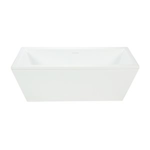 Agua Canada Bailey 60-in White Acrylic Freestanding Rectangular Bathtub w/ Overflow and Back Centre Drain