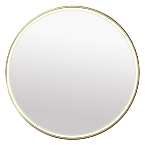 Agua Canada Orlando 30-in Brushed Brass Gold Round Frame LED Ligthed Mirror 6000K w/ On/Off Switch