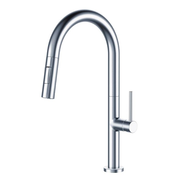 Robinet de cuisine 1 poignée à bec rétractable Moochi de Agua Canada chrome poli 2 jets et cartouche céramique