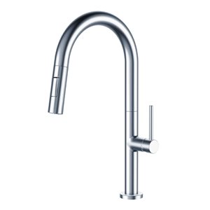 Robinet de cuisine 1 poignée à bec rétractable Moochi de Agua Canada chrome poli 2 jets et cartouche céramique