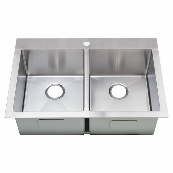 Agua Canada Eldorado 33 x 22-in Stainless Steel Dualmount Double Bowl Kitchen Sink