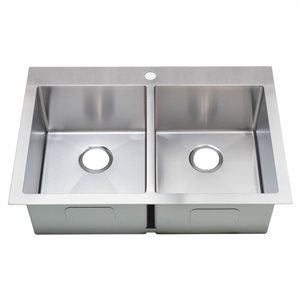 Agua Canada Eldorado 33 x 22-in Stainless Steel Dualmount Double Bowl Kitchen Sink