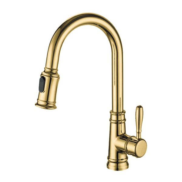 Agua Canada Monaco Brushed Gold Single-Handle Pull Out Sprayer Kitchen Faucet w/ Ceramic Cartridge