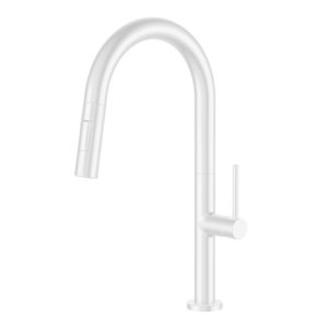 Agua Canada Moochi Matte White Single-Handle Pull Out Dual Sprayer Kitchen Faucet w/ Ceramic Cartridge