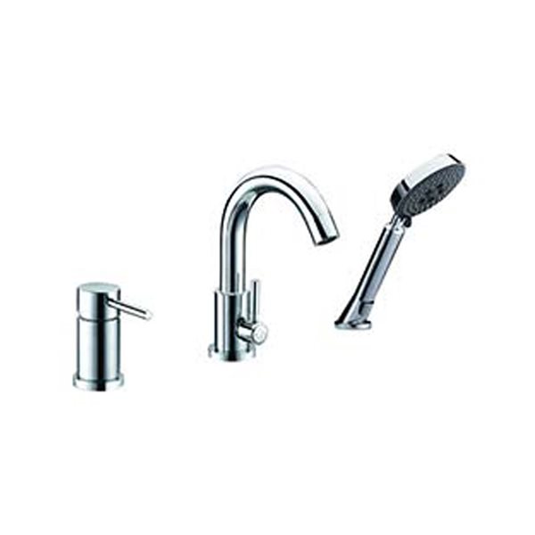 Agua Canada Santo Chrome Single-Handle Deck-Mount Roman Bathtub Faucet with Hand-Held Shower