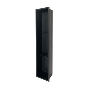 Agua Canada Natalia 8 W x 36 H x 4-in D Matte Black Metal 3-Tier Flush-Mount Bathroom Shower Niche
