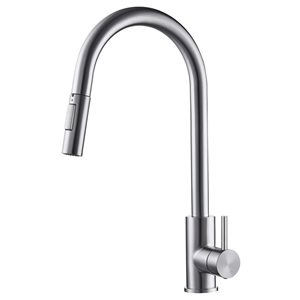 Agua Canada Monroe Brushed Nickel Single-Handle Pull Out Dual Sprayer Kitchen Faucet w/ Ceramic Cartridge