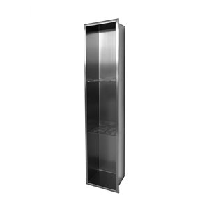 Agua Canada Natalia 8 W x 36 H x 4-in D Brushed Nickel Metal 3-Tier Flush-Mount Bathroom Shower Niche