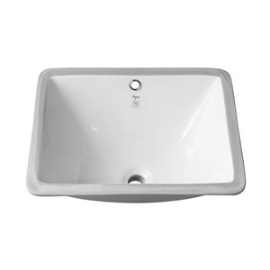 Lavabo sous plan rectangle en porcelaine blanche Fay d'Agua Canda 13 x 18 po, drain inclus