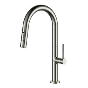 Agua Canada Moochi Brushed Nickel Single-Handle Pull Out Dual Sprayer Kitchen Faucet w/ Ceramic Cartridge