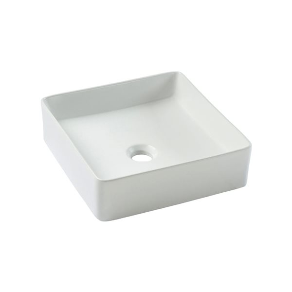 Lavabo-vasque carré sur plan Fiona d'Agua Canada en porcelaine blanc mat 14 po