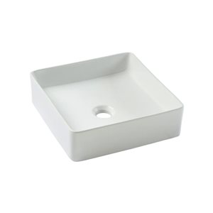 Agua Canada Fiona 14-in Matte White Porcelain Above Counter Square Vessel Sink