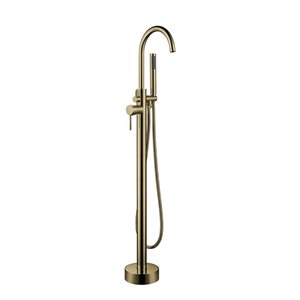 Agua Canada Shiro Brushed Gold Single-Handle Freestanding Bathtub Faucet with Hand-Held Shower