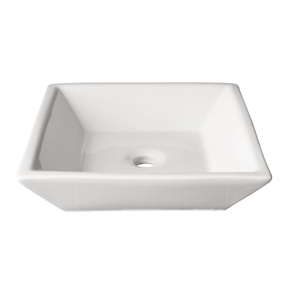 Lavabo-vasque carré sur plan Fazio d'Agua Canada blanc lustré en porcelaine 17 po