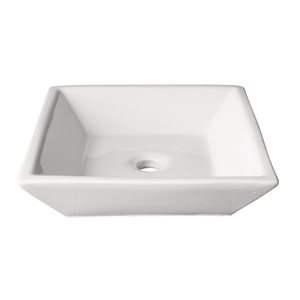 Lavabo-vasque carré sur plan Fazio d'Agua Canada blanc lustré en porcelaine 17 po