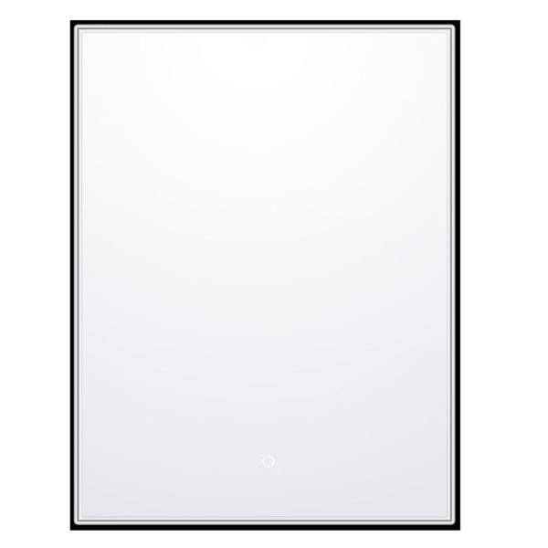 Miroir à DEL à cadre rectangle noir mat Olin d'Agua Canada 6000 K 24 x 32 po avec interrupteur marche/arrêt