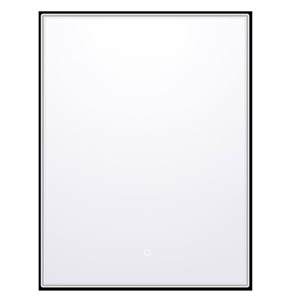 Miroir à DEL à cadre rectangle noir mat Olin d'Agua Canada 6000 K 24 x 32 po avec interrupteur marche/arrêt