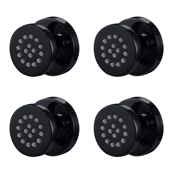 Agua Canada Vidia Matte Black Wall Mount Round Body Jets w/ 1 Spray Setting - 4-Pack