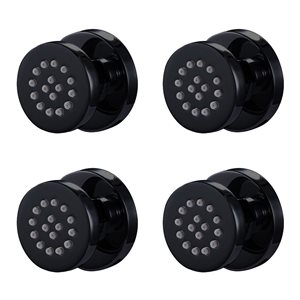 Agua Canada Vidia Matte Black Wall Mount Round Body Jets w/ 1 Spray Setting - 4-Pack