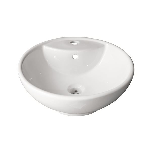 Lavabo-vasque rond en porcelaine Felicia d'Agua Canada blanc lustré sur plan 20 po