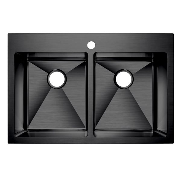 Agua Canada Eldorado 33 x 22-in Black Stainless Steel Dualmount Double Bowl Kitchen Sink