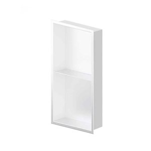 Agua Canada Nina 12 W x 24 H x 4-in D Matte White 2-Tier Flush-Mount Bathroom Shower Niche