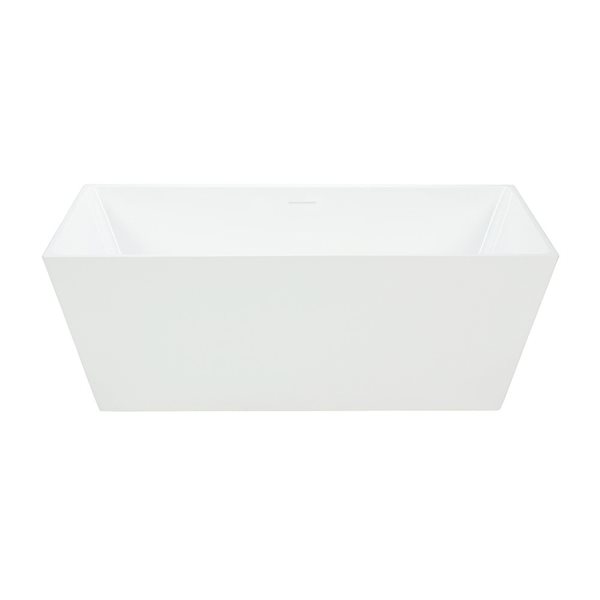 Agua Canada Bartoli 60-in White Acrylic Freestanding Oval Bathtub w/ Overflow and Centre Drain