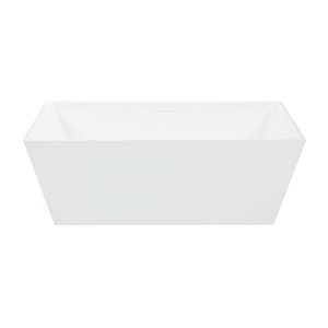 Agua Canada Bartoli 60-in White Acrylic Freestanding Oval Bathtub w/ Overflow and Centre Drain