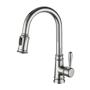 Agua Canada Monaco Brushed Nickel Single-Handle Pull Out Sprayer Kitchen Faucet w/ Ceramic Cartridge