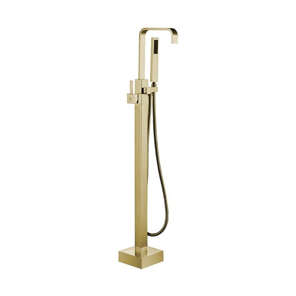 Agua Canada Sakura Brushed Gold Single-Handle Freestanding Bathtub Faucet with Hand-Held Shower