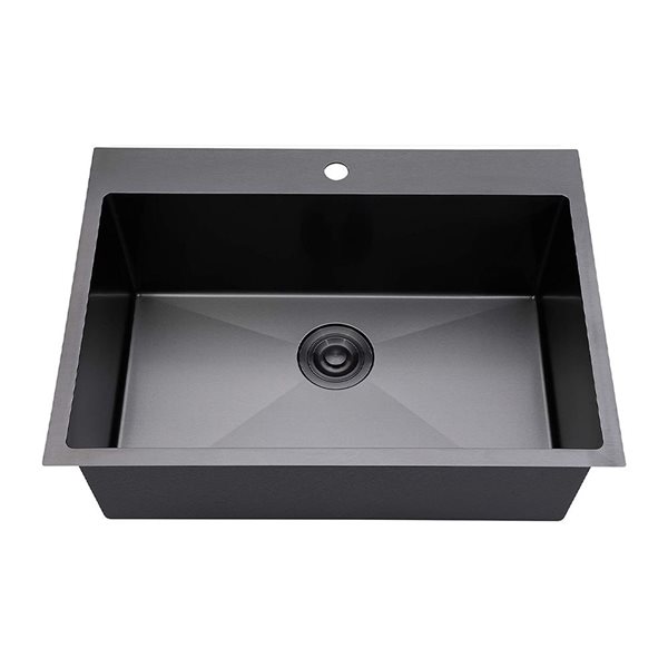 Agua Canada Enzo 25 x 20-in Black Stainless Steel Dualmount Single Bowl Kitchen Sink