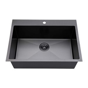 Agua Canada Enzo 25 x 20-in Black Stainless Steel Dualmount Single Bowl Kitchen Sink