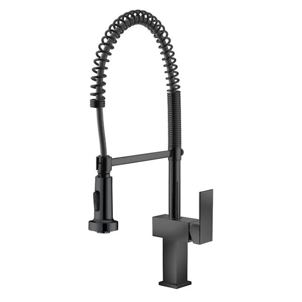 Agua Canada Martinez Matte Black Single-Handle Pull Down Sprayer Kitchen Faucet w/ Ceramic Cartridge