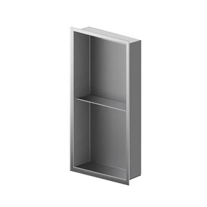 Agua Canada Nina 12 W x 24 H x 4-in D Brushed Stainless Steel 2-Tier Flush-Mount Bathroom Shower Niche