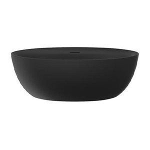 Agua Canada Bradley 60-in Matte Black Acrylic Freestanding Oval Bathtub w/ Centre Drain