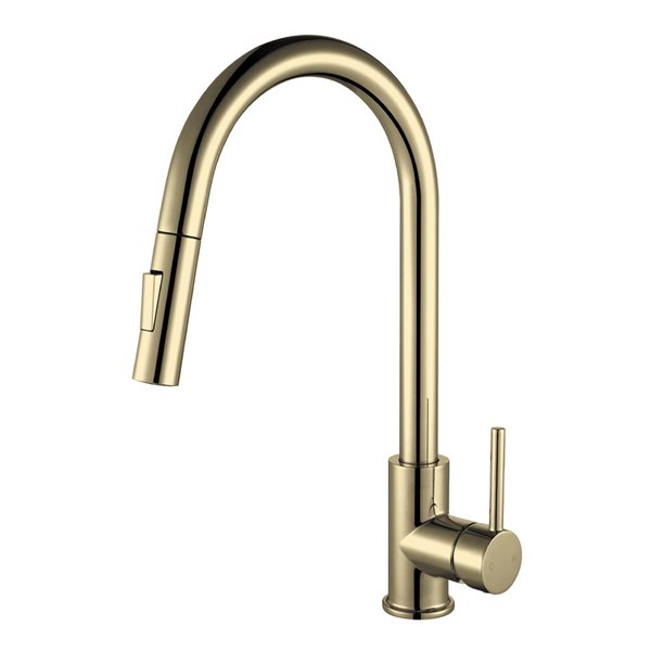 Agua Canada Monroe Brushed Brass Single-Handle Pull Out Dual Sprayer Kitchen Faucet w/ Ceramic Cartridge