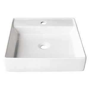 Lavabo-vasque carré en porcelaine blanche lustrée Flora Agua Canada 17 po à poser sur plan