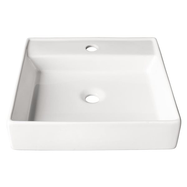 Agua Canada Flora 17-in Glossy White Porcelain Above Counter Square Vessel Sink