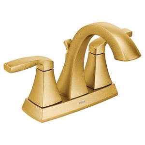 MOEN Voss Brushed Gold 2-Handle 4-in Centreset Bathroom Sink Faucet/Tap - Drain and Valve Included