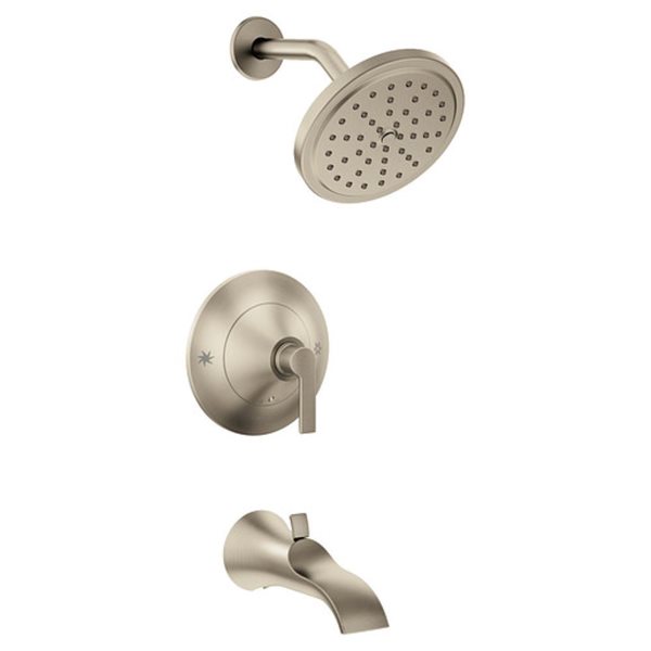 MOEN Doux Brushed Nickel Posi-Temp 1-Handle Tub and Shower Faucet Trim Kit - Valve Not Included