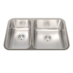 Kindred Steel Queen 26.88-in L x 17.75-in W x 8-in D Undermount 40/60 Double Bowl Stainless Steel Kitchen Sink