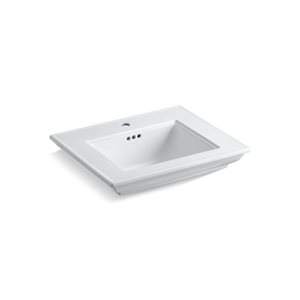 Lavabo-vasque sur socle de salle de bain Stately Memoirs de KOHLER 24 po pour robinet monotrou, blanc