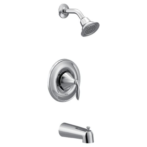 MOEN Eva Chrome Single-Handle 1-Spray Posi-Temp Bathtub Shower Faucet Trim Kit with Rain Shower Head - Valve Not Included