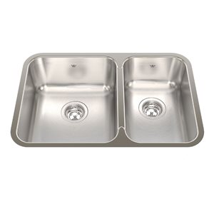 Kindred Steel Queen 26.88-in L x 17.75-in W x 8-in D Undermount 60/40 Double Bowl Stainless Steel Kitchen Sink