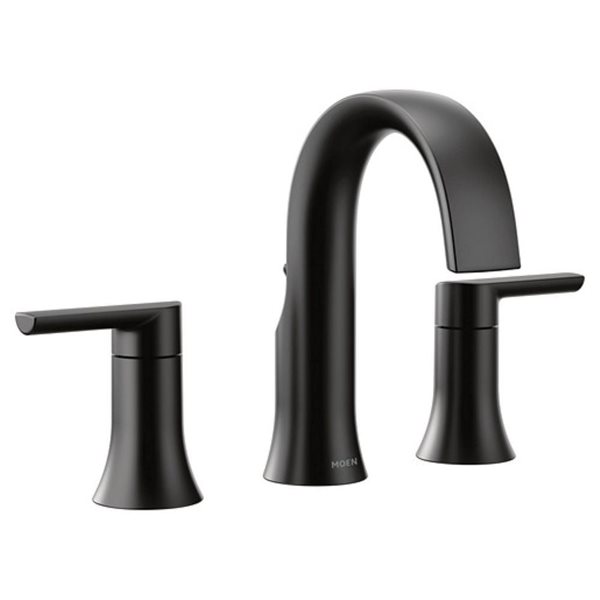 MOEN Doux 2-Handle 8 to 16-in Matte Black Widespread Bathroom Sink Faucet/Tap - Drain Included; Valve Not Included