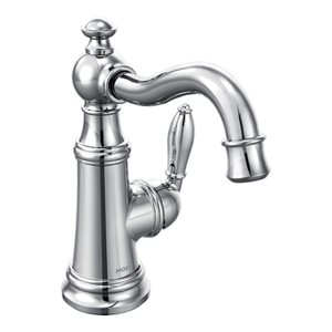 MOEN Weymouth Chrome Single Handle Single Hole Bathroom Sink Faucet/Tap - Drain and Valve Included