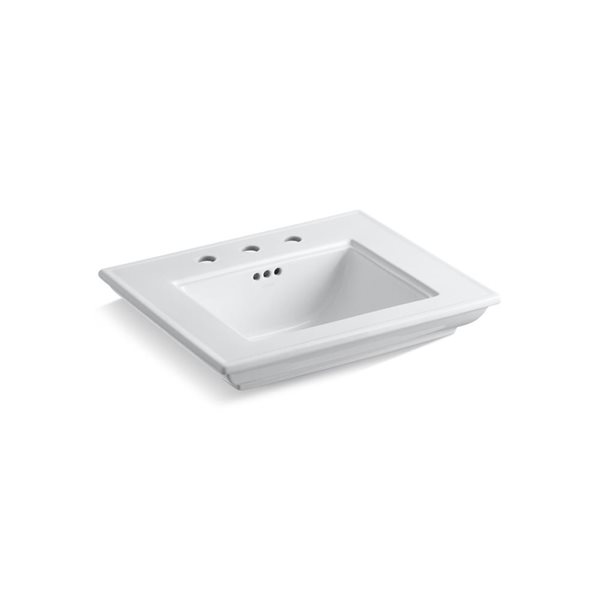 Lavabo-vasque sur socle de salle de bain Stately Memoirs de KOHLER 24 po pour robinet à entraxe 8 po, blanc